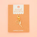 Gold Stork Embroidery Scissor Removable Zipper Charm