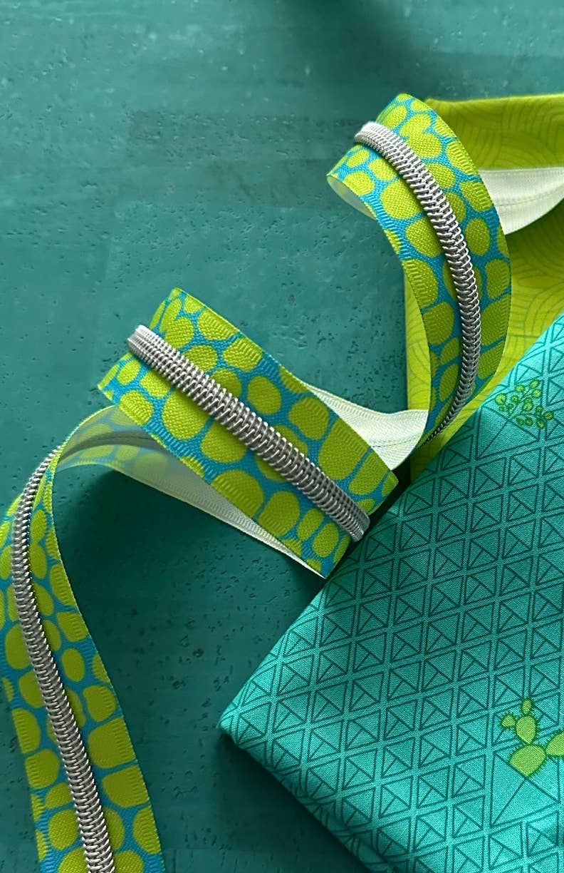 Lime Pebble Zipper Tape with Nickel teeth - Pulls Not Included