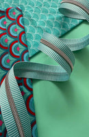 Teal Stripe Zipper Tape with Nickel teeth