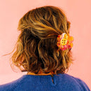 Daisy Button Pink and Yellow Large Hair Claw Clip