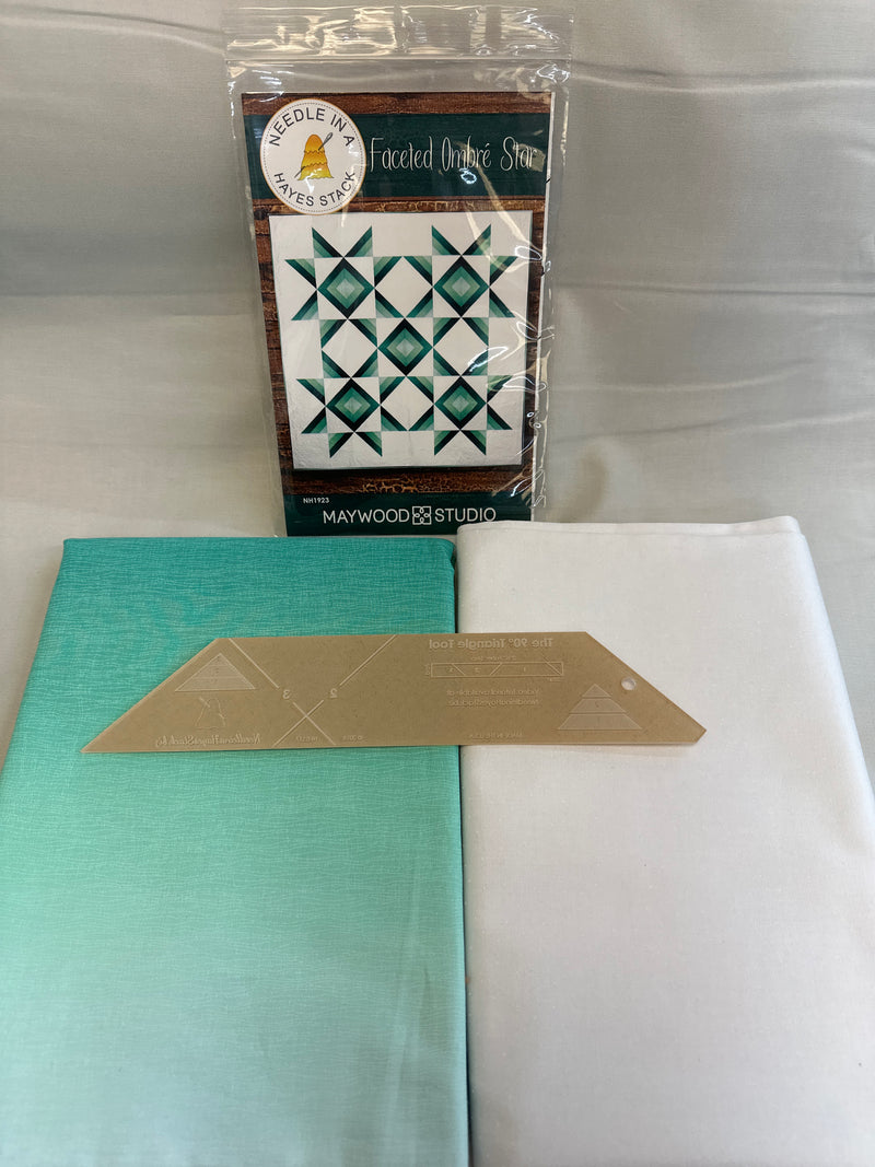 Faceted Ombre Star Quilt Kit - Template Included