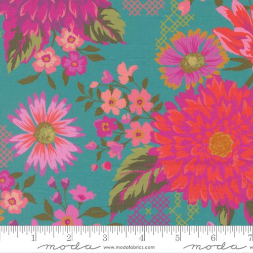 Parlor By Crystal Manning Happy Blooms Teal 11960 15 Moda