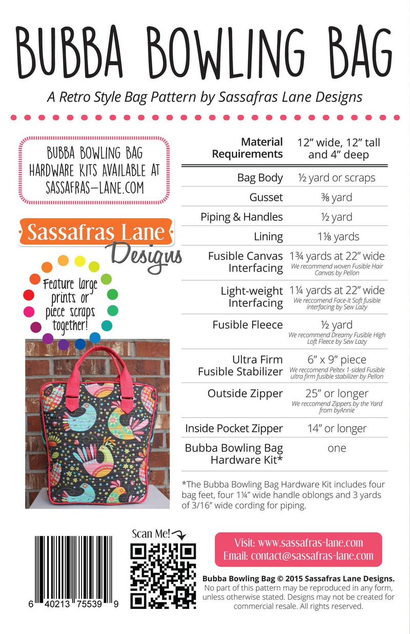 Bubba Bowling Bag Pattern: Paper Pattern