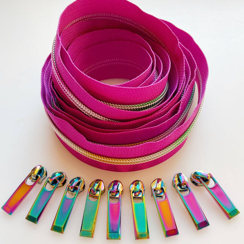 Zipper Fuchsia & Rainbow: Easy Grip Pulls