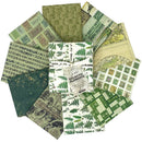 Tim Holtz Eclectic Elements Palette Green 18”x21” Fat Quarter Bundle of 10 pieces FB4FQTH.Green