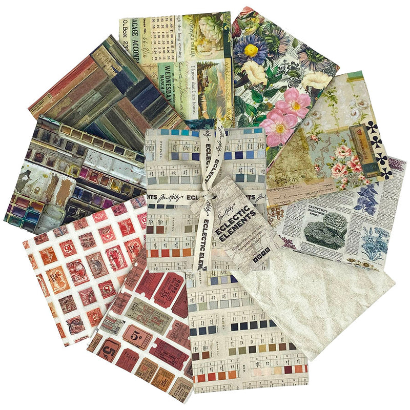 Tim Holtz Eclectic Elements Palette Multi 18”x21” Fat Quarter Bundle of 10 pieces FB4FQTH.MULTI