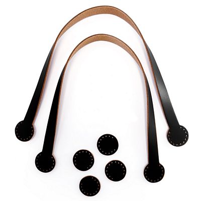 Set of 2 leather handles 17in -Black