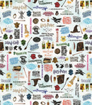 Harry Potter Words Sky Blue Fabric