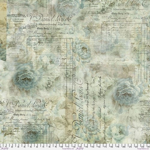 Digital Backing Fabric - Receipt - Aqua || Eclectic Elements Quilt Backs