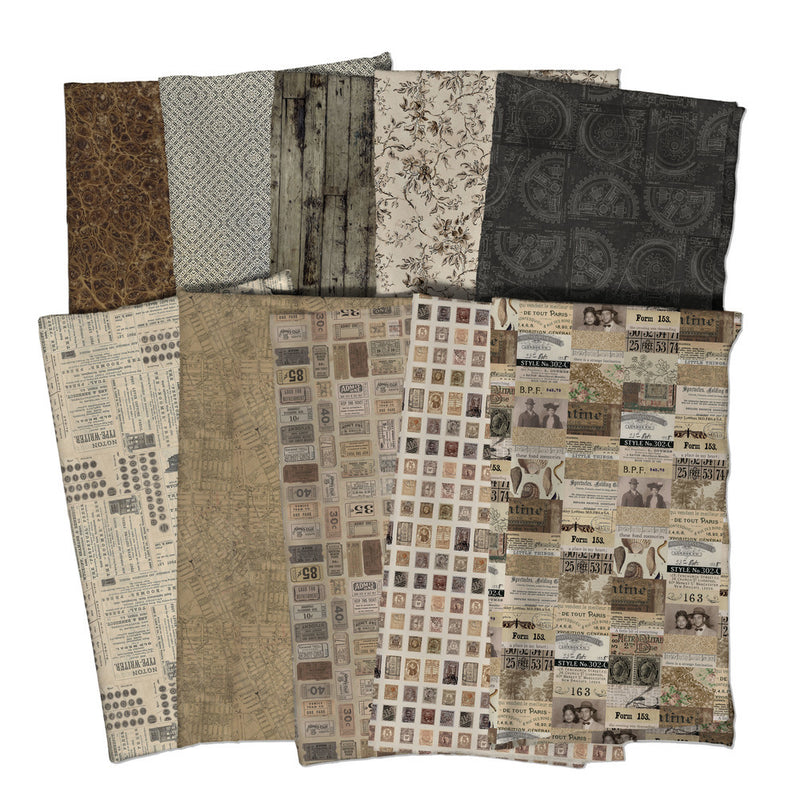 Tim Holtz Palette Neutral One Yard Bundle of 10 Pieces