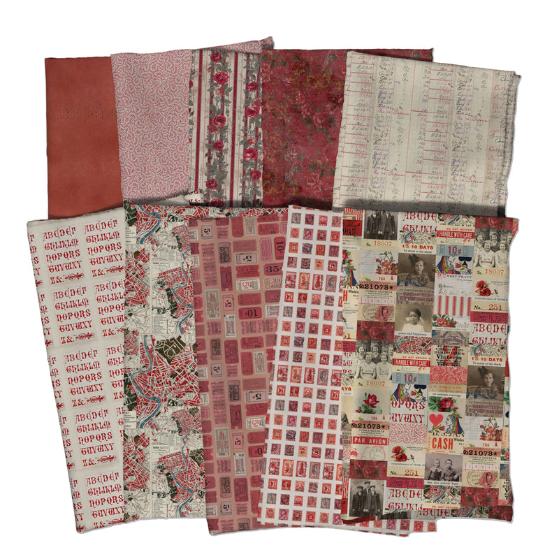 Tim Holtz Palette Red One Yard Bundle of 10 Pieces