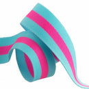 Tula Pink Webbing 1.5in BTY- Aqua/Hot Pink