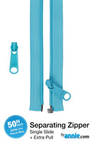 50" Separating Zipper + Extra slide - Blastoff Blue