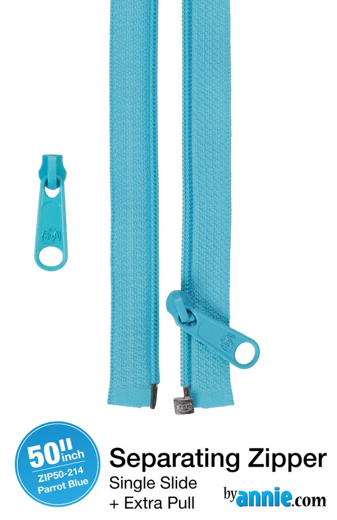 50" Separating Zipper + Extra slide - Blastoff Blue