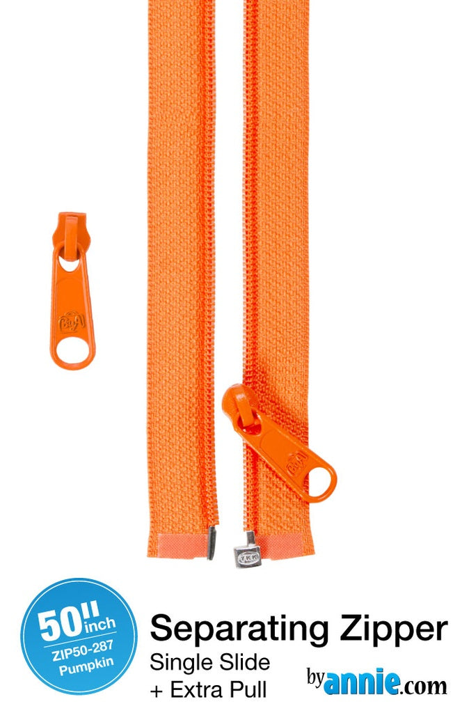 50" Separating Zipper + Extra slide - Pumpkin