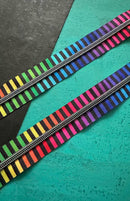 Wide Rainbow Stripe Zipper Tape with Iridescent teeth-Pulls Not Included