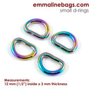 D-rings 1/2": (4 Pack) SKU: EBDRG-12-IRI