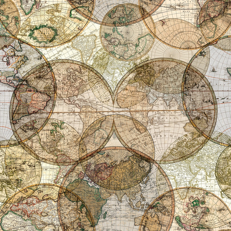 World Globes Multi Digitally Printed 108in Wide Back
