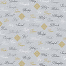 Silver Religious Script Words w/Metallic