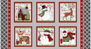 Multi Snow Merry 9in x 10in Blocks Panel