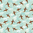 Sky Blue Pterodactyl Tossed Allover