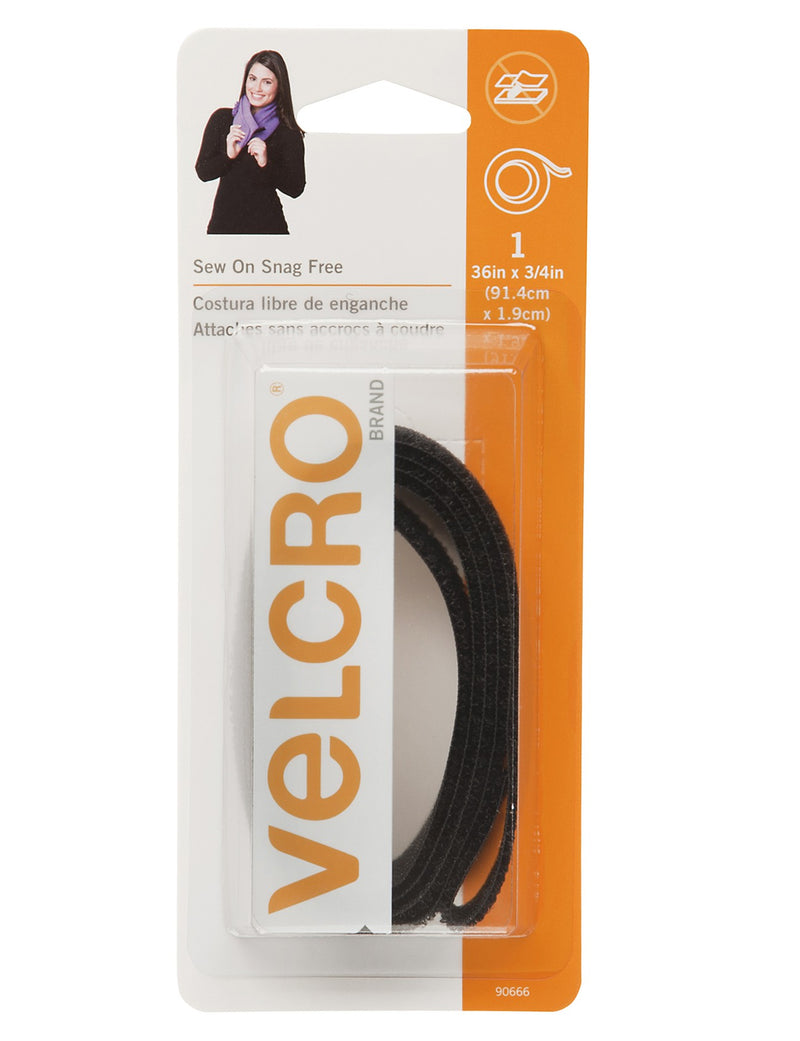 VELCRO® Brand Fastener Snag Free Strip Black 3/4in x 36in
