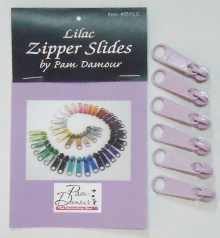 6 Large Tab Zipper Slides Lilac