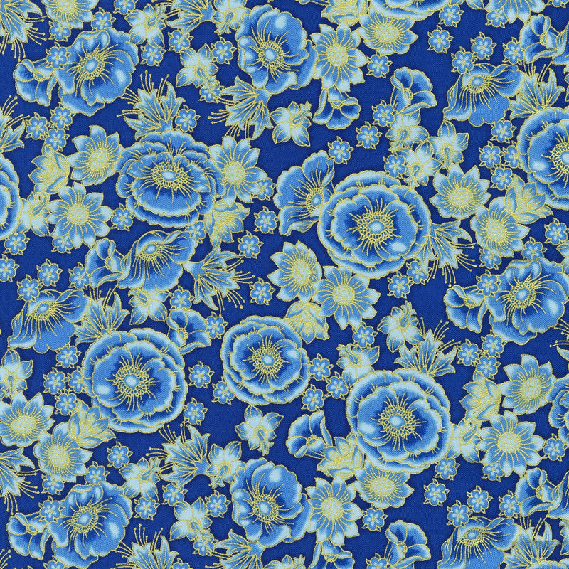 Blue Garden Floral w/Metallic