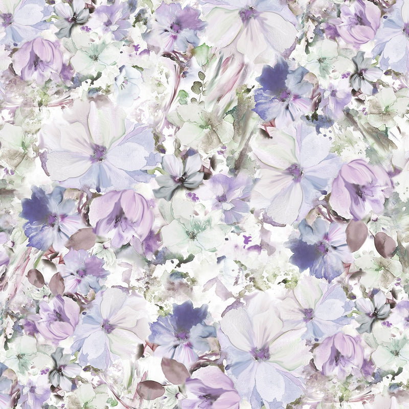 Blue/Violet Watercolor Floral 108in Wide Back