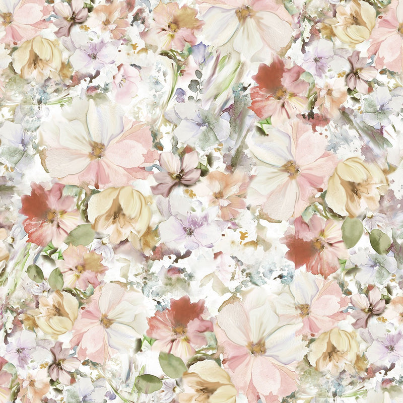 Pink Watercolor Floral 108in Wide Back