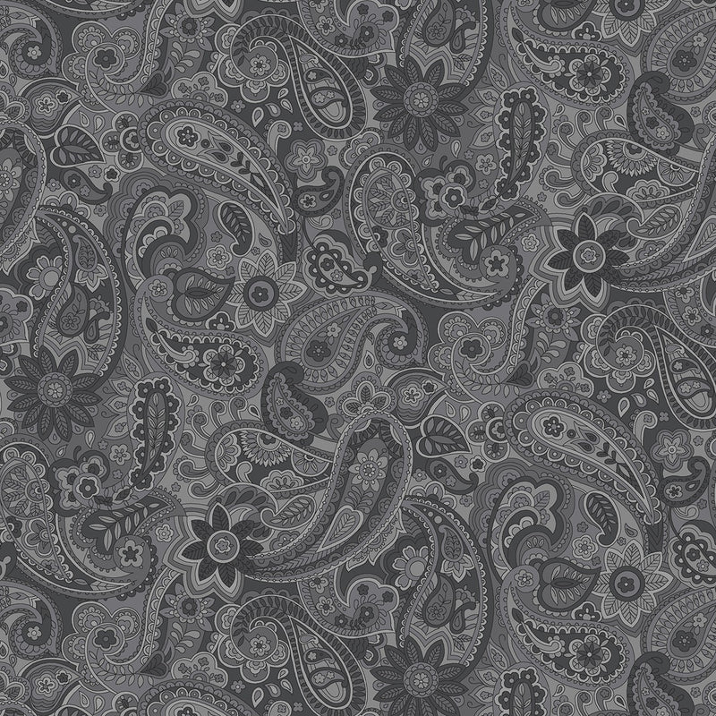 Grey Paisley 108in Wide Back - End of Bolt 4yards 16"
