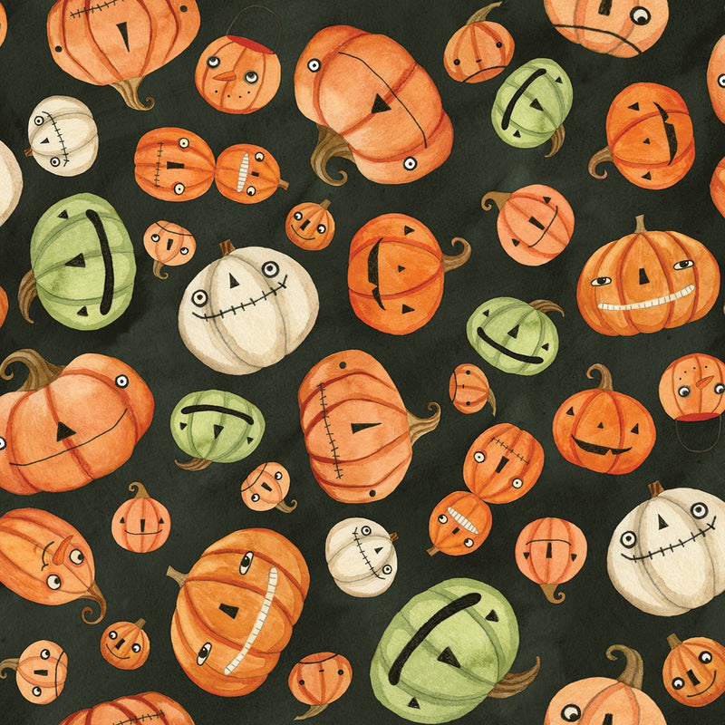 Halloween Whimsy Pumpkins Black