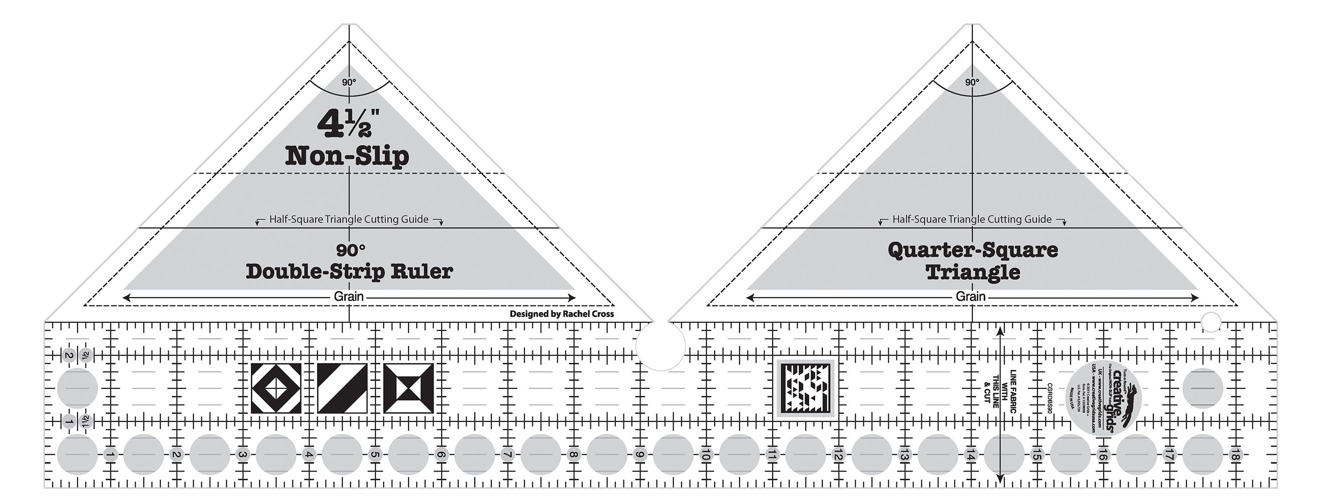 Creative Cozy Strip Ruler Creative Grids 90 Degree Double-Strip Quilt Ruler