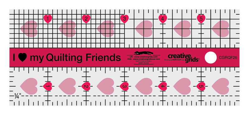 Creative Grids I Love My Quilt Friends Mini Quilt Ruler 2-1/2in x 6in