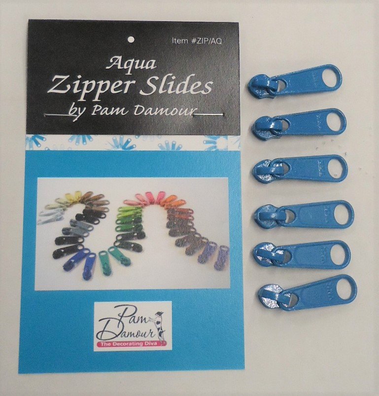 6 Large Tab Zipper Slides Aqua