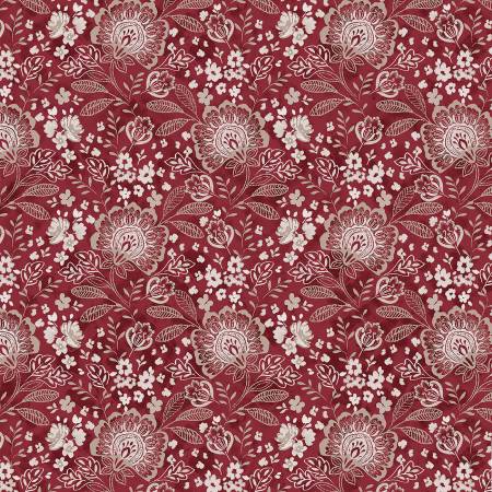 Dark Red Elizabeth 108in Wide Back Jacobean Allover