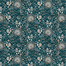 Dark Teal Elizabeth 108in Wide Back Jacobean Allover