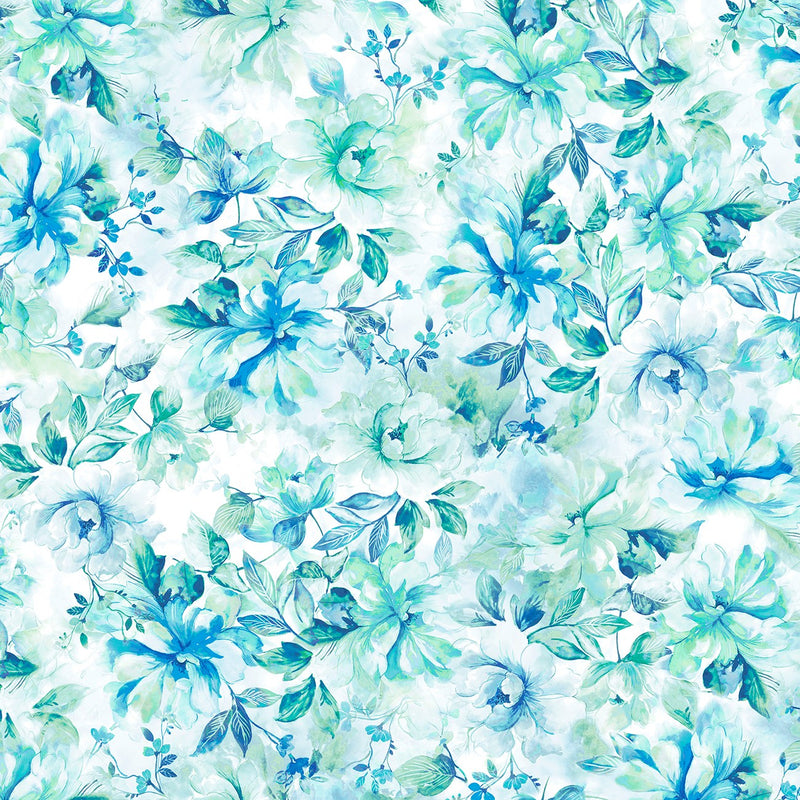 Teal Floral 108in Wide Back