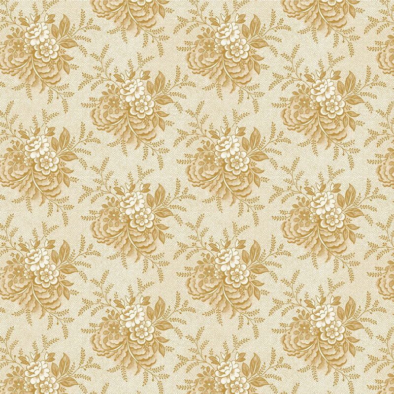 Tan Toss Floral Historical Reproduction 108in Wide Back