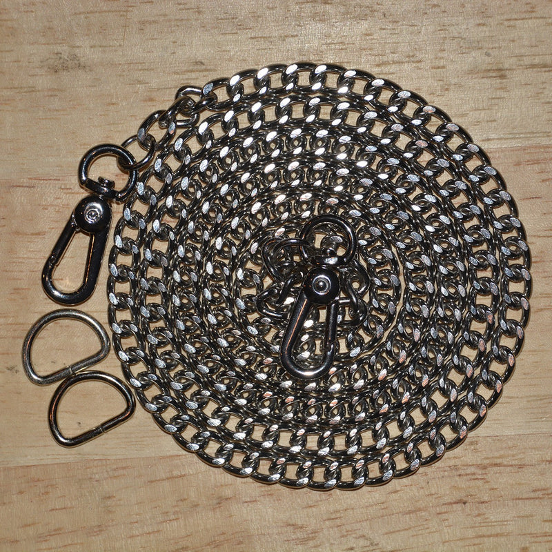 Silver Cable 48" Bag Chain with D Rings