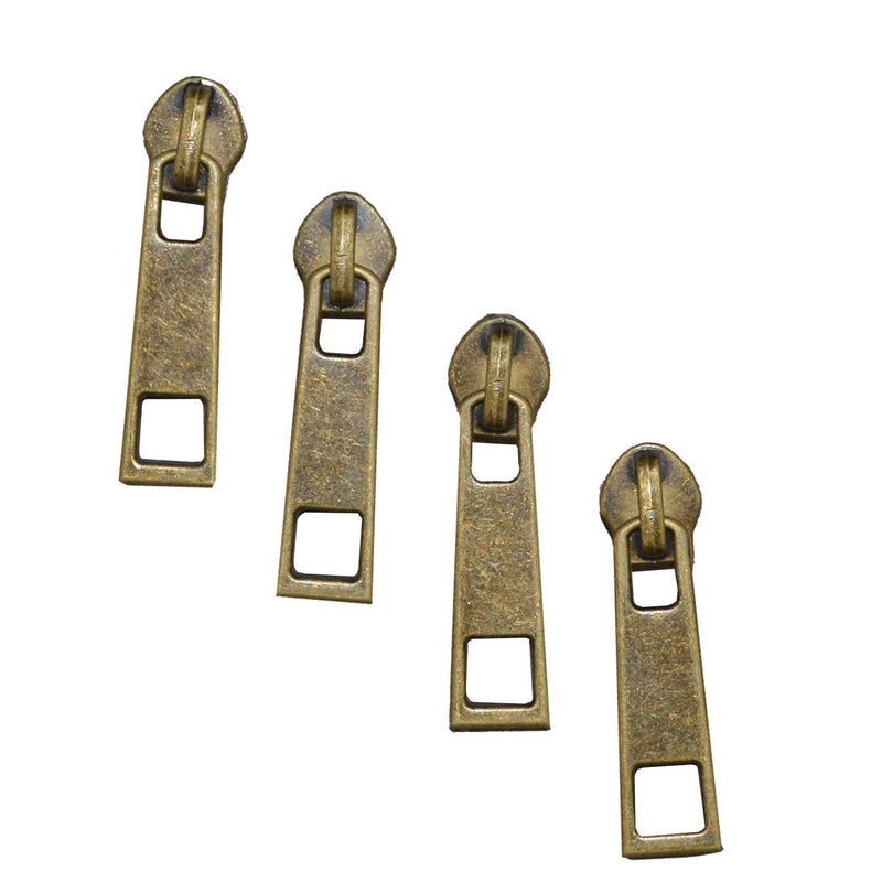 Bronze Zipper Pulls, Pack of 4