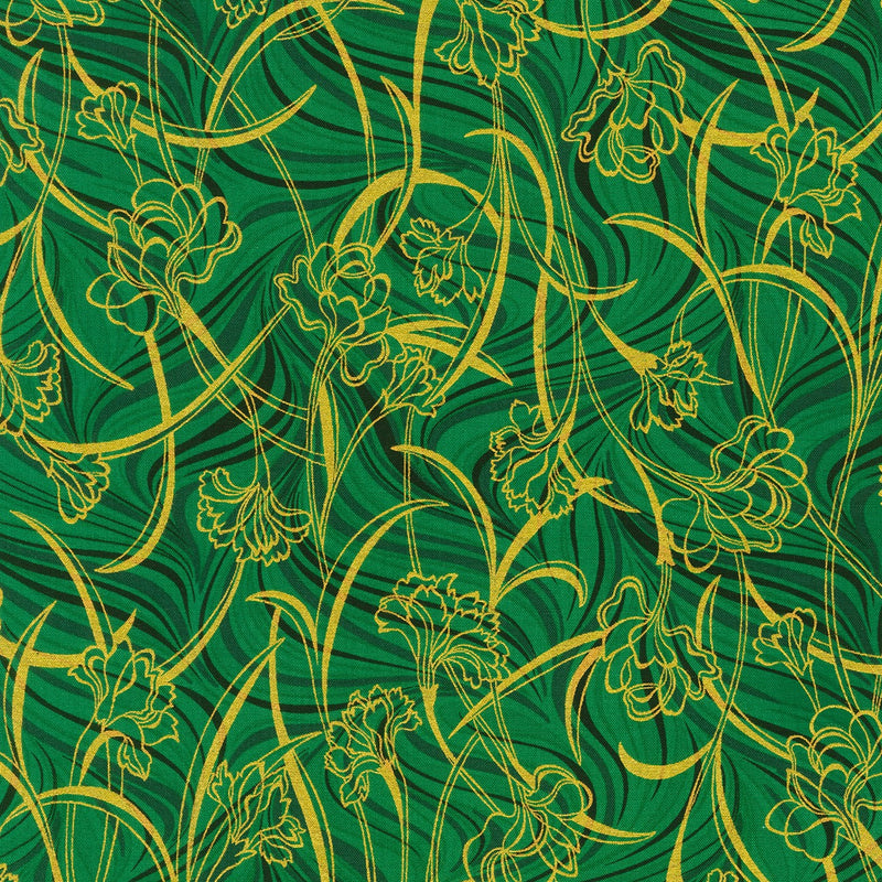 Outline Flowers Emerald w/Metallic