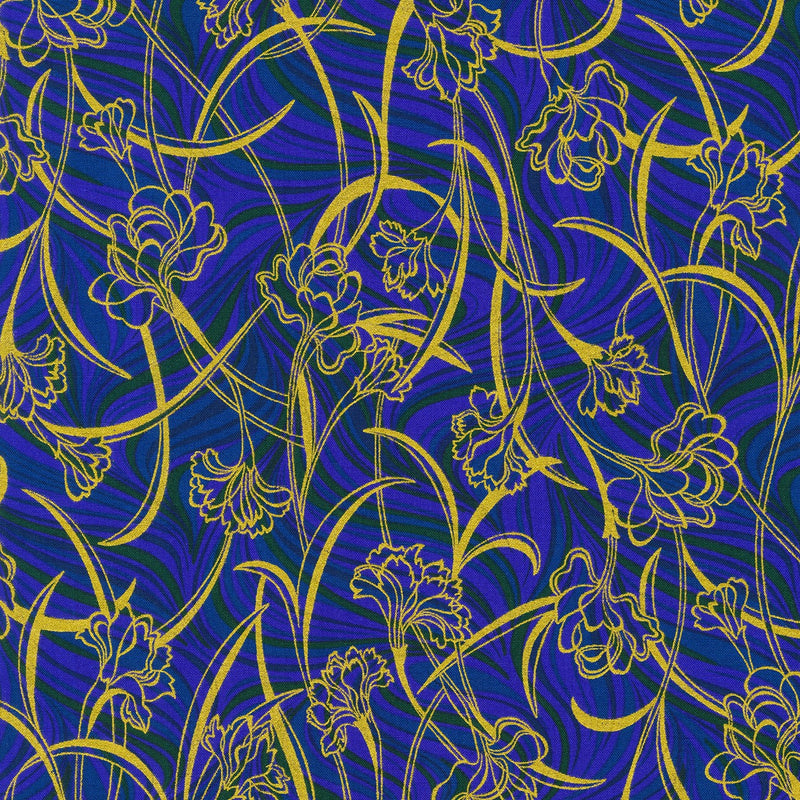 Outline Flowers Peacock w/Metallic