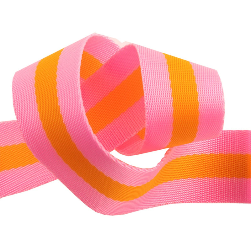 Tula Pink Webbing 1.5in x BTY - Pink and Orange