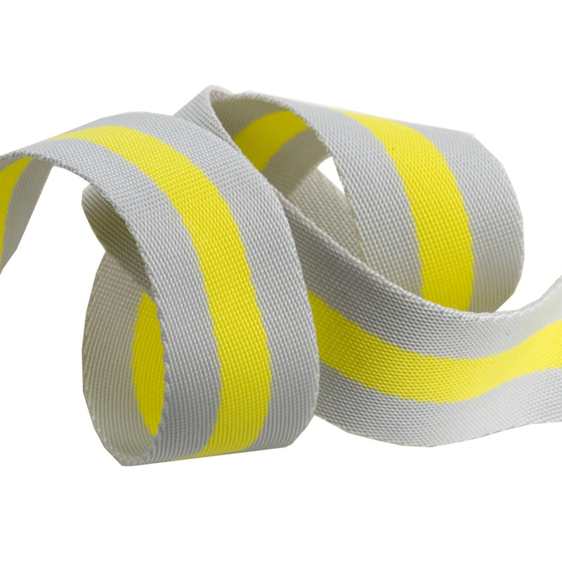 Tula Pink Webbing 1.5in BTY - Grey and Neon Yellow
