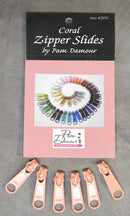 6 Large Tab Zipper Slides Coral