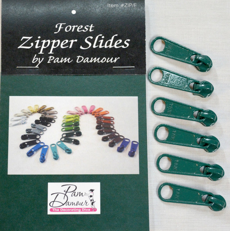 6 Large Tab Zipper Slides Forest