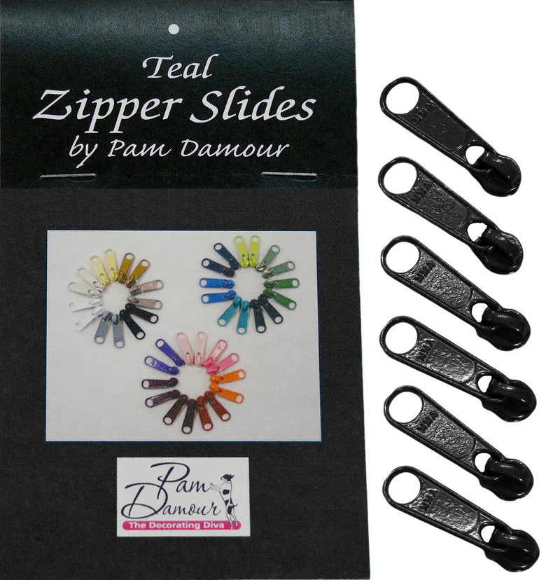 6 Large Tab Zipper Slides Black