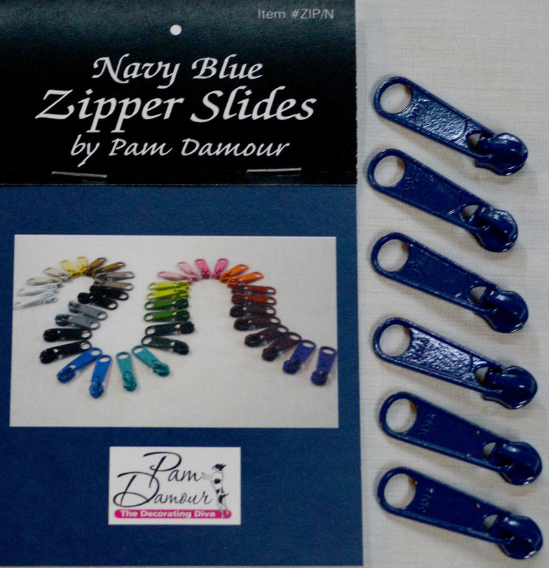 6 Large Tab Zipper Slides Navy