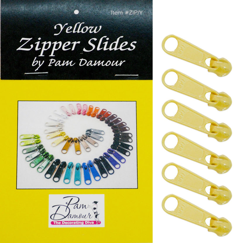 6 Large Tab Zipper Slides Yellow